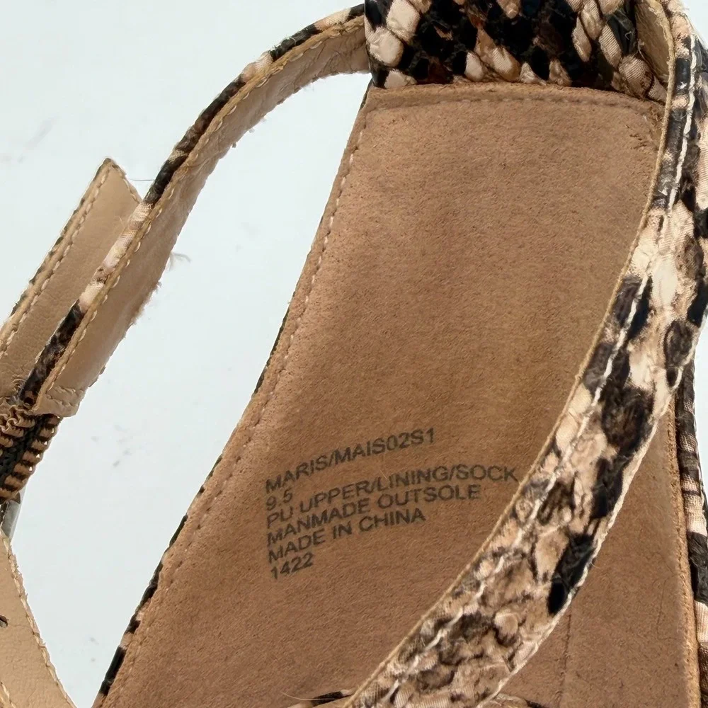 Steve Madden Maris Sandals Women 9.5 Good‎ Brown Snakeskin Print Block Heel